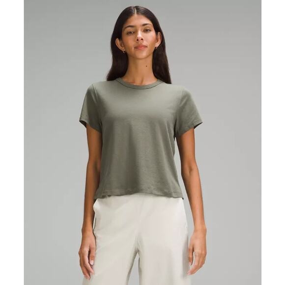 lululemon athletica Tops - Lululemon Classic Fit Cotton Blend T-Shirt 14 Short Sleeve Boxy Top Nomad Boho